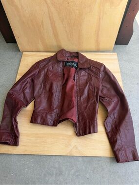 Wilson Burgundy Cropped Faux Leather Jacket